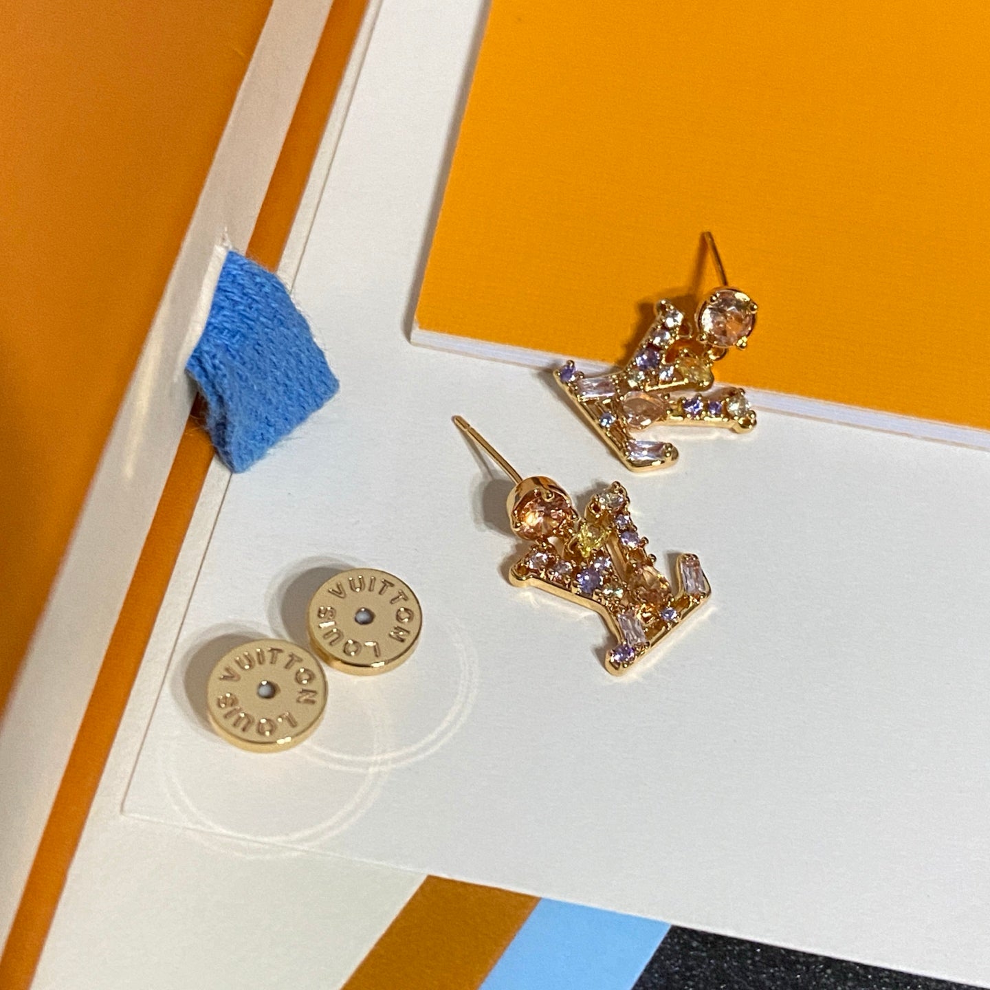 Colored Diamond Letter Earrings