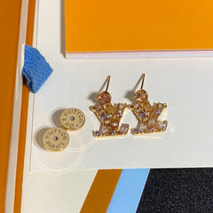 Colored Diamond Letter Earrings