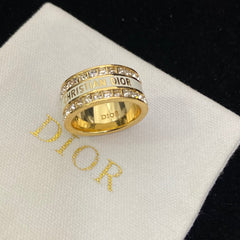 Enamel Alphabet Square Diamond Ring