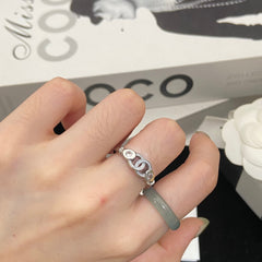 Adjustable White Enamel Diamond Ring