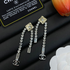 Elegant diamond tassel earrings