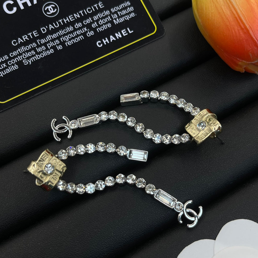 Elegant diamond tassel earrings