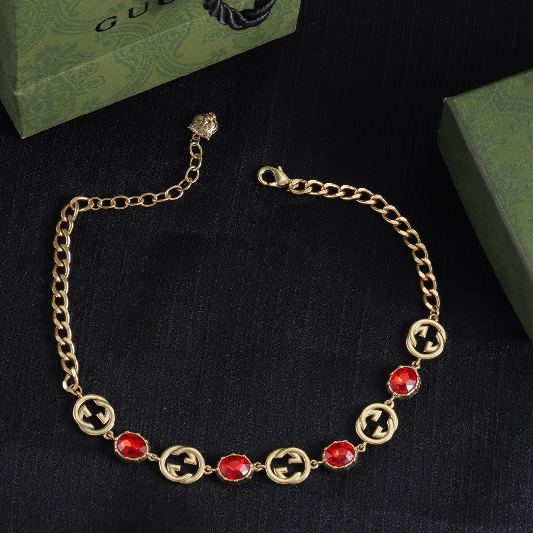 Vintage Red Crystal Jewelry Set
