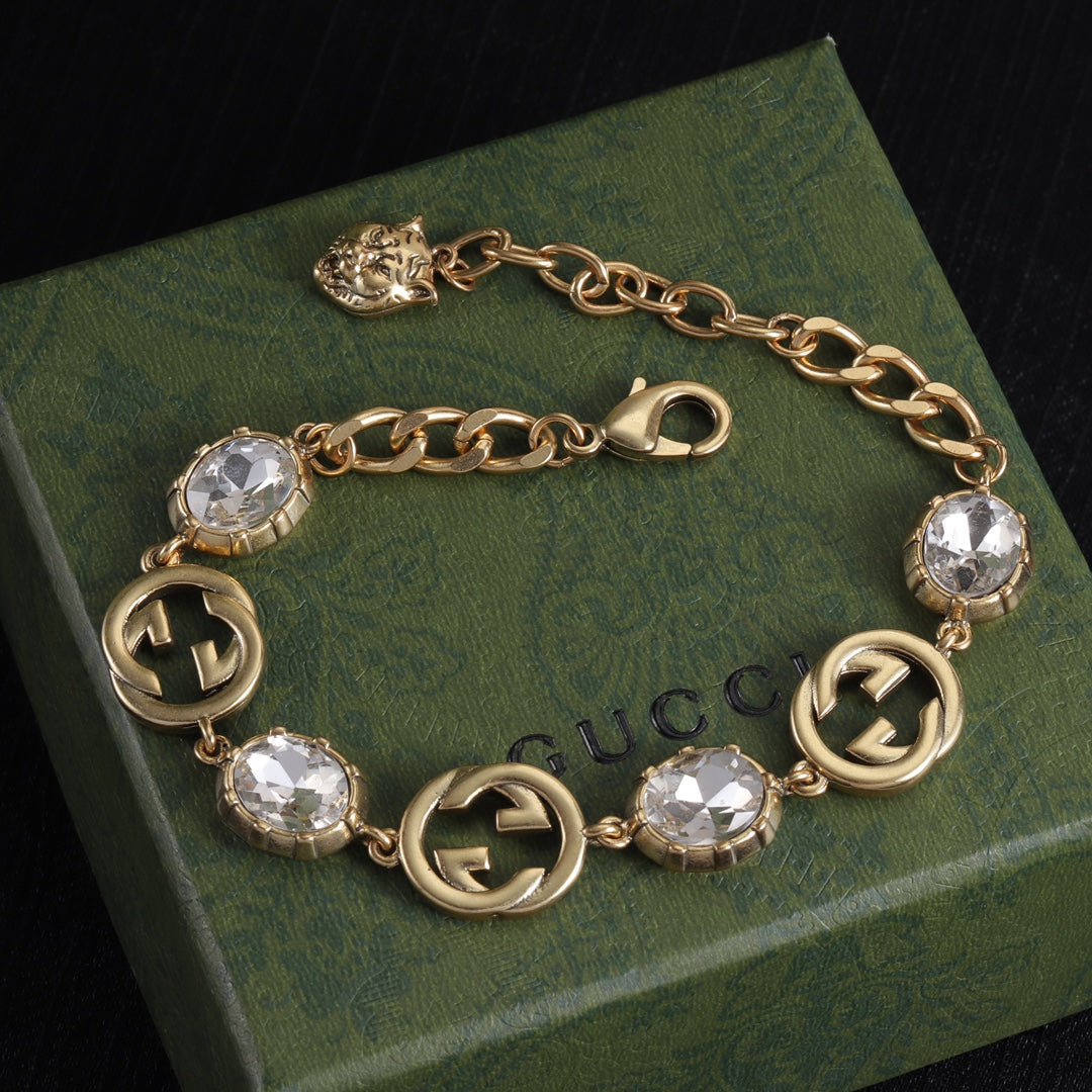 Vintage White Crystal Jewelry Set