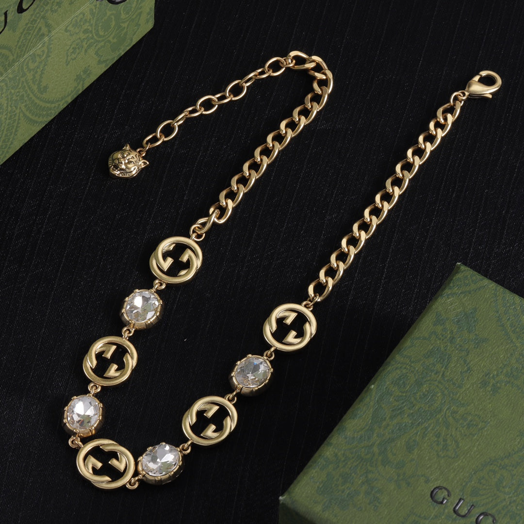 Vintage White Crystal Jewelry Set