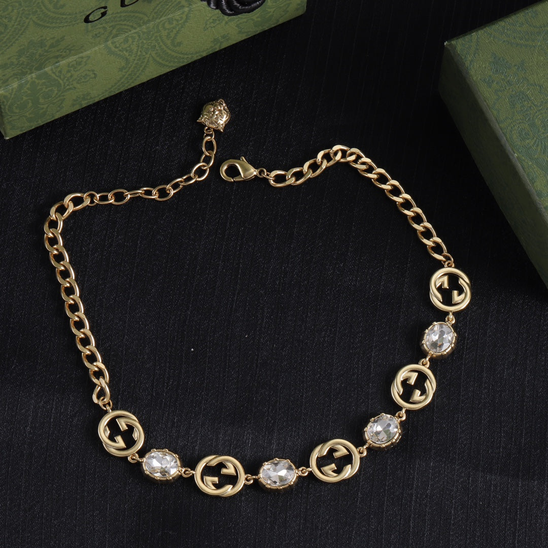Vintage White Crystal Jewelry Set