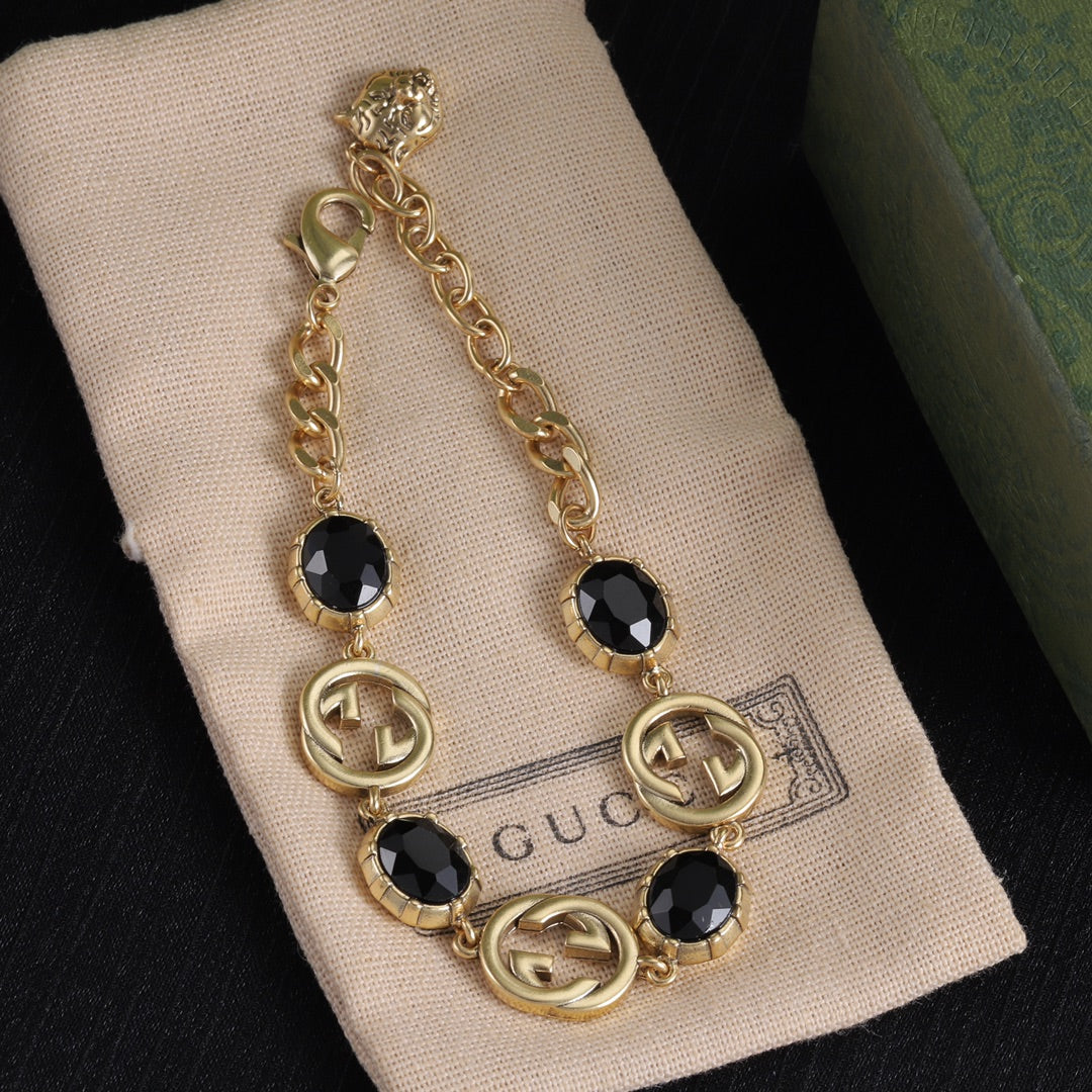 Vintage Black Crystal Jewelry Set