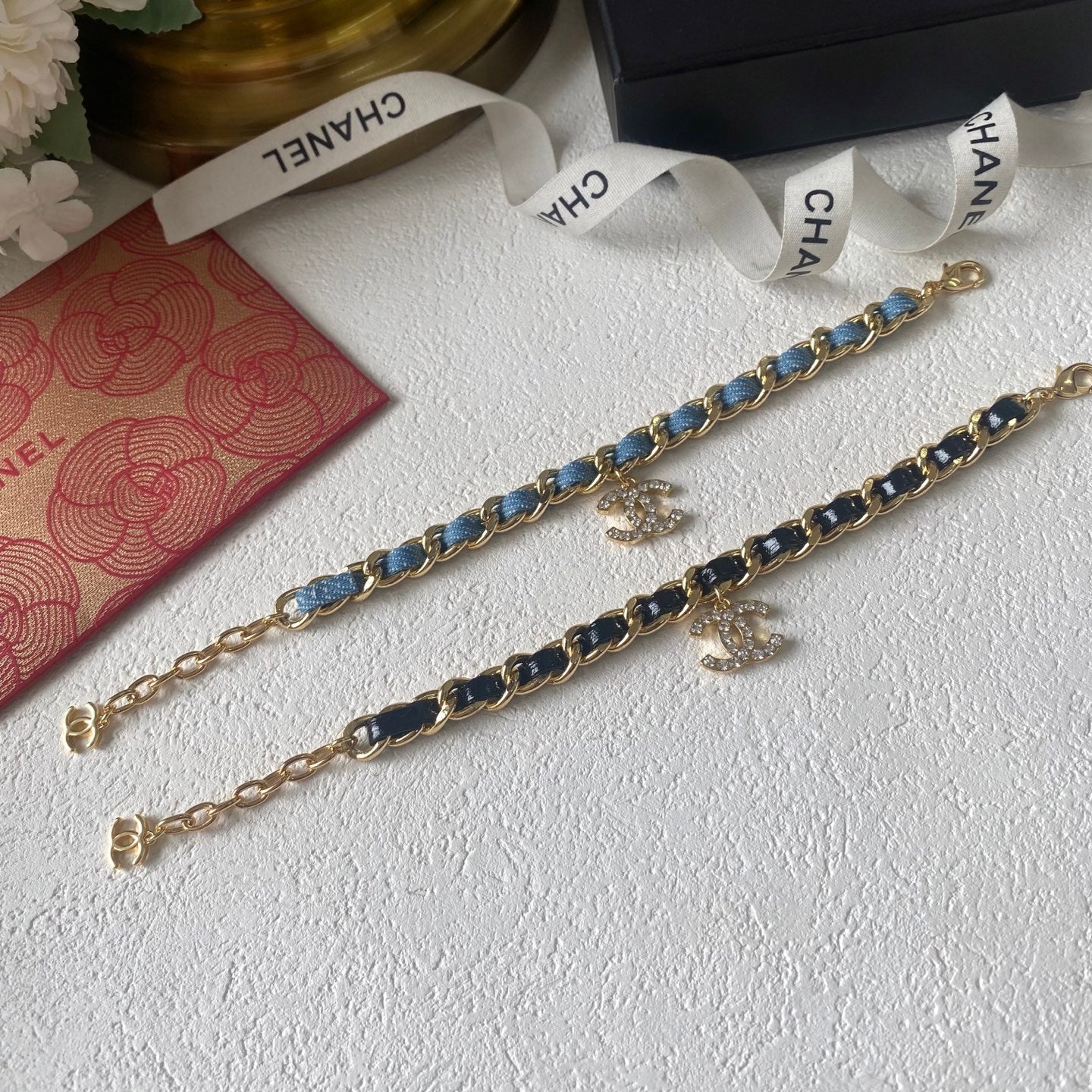 Denim leather bracelet