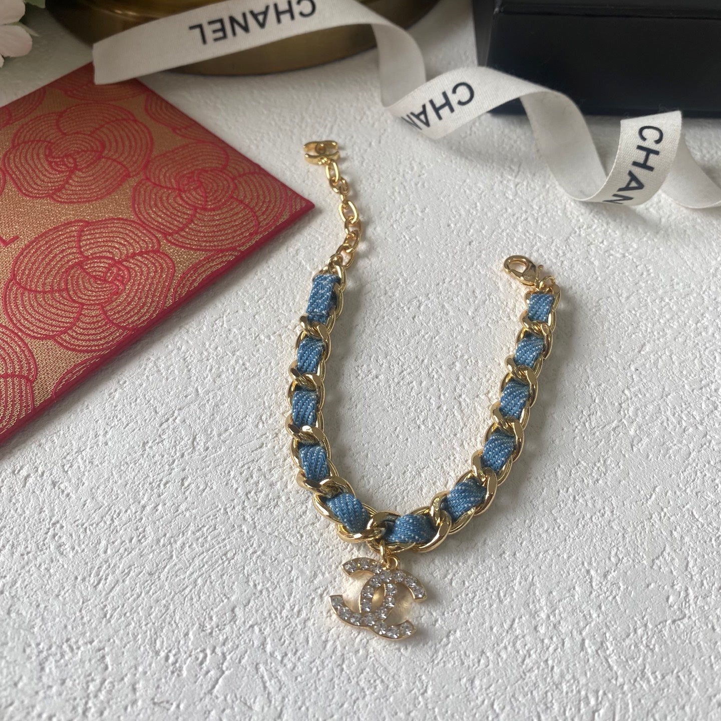 Denim leather bracelet