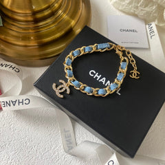 Denim leather bracelet