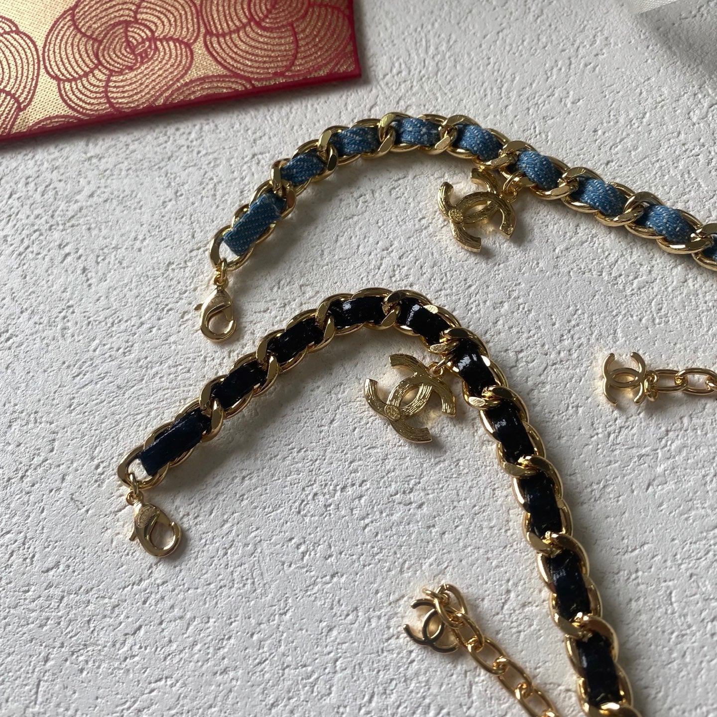 Denim leather bracelet