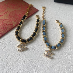 Denim leather bracelet
