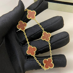Red Gold Sand Four-Leaf Clover Bracelet