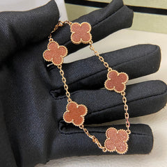 Red Gold Sand Four-Leaf Clover Bracelet