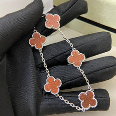 Red Gold Sand Four-Leaf Clover Bracelet