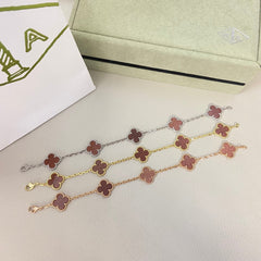Red Gold Sand Four-Leaf Clover Bracelet