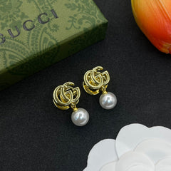 Pearl Pendant Letter Earrings