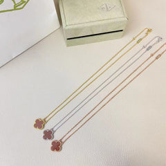 Red Gold Sand Four-Leaf Clover Necklace