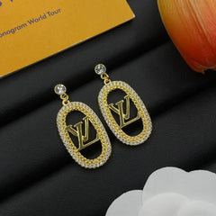 Diamond Oval Drop Earrings