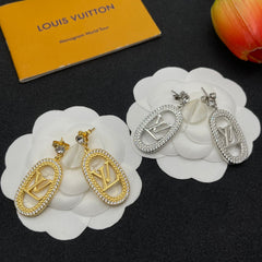 Diamond Oval Drop Earrings