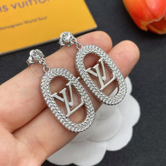 Diamond Oval Drop Earrings