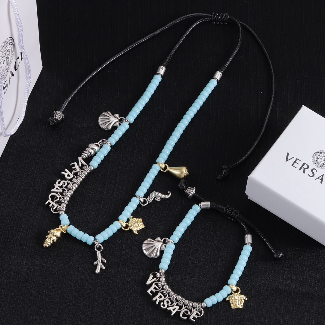 Stylish Blue Beaded Jewelry Set
