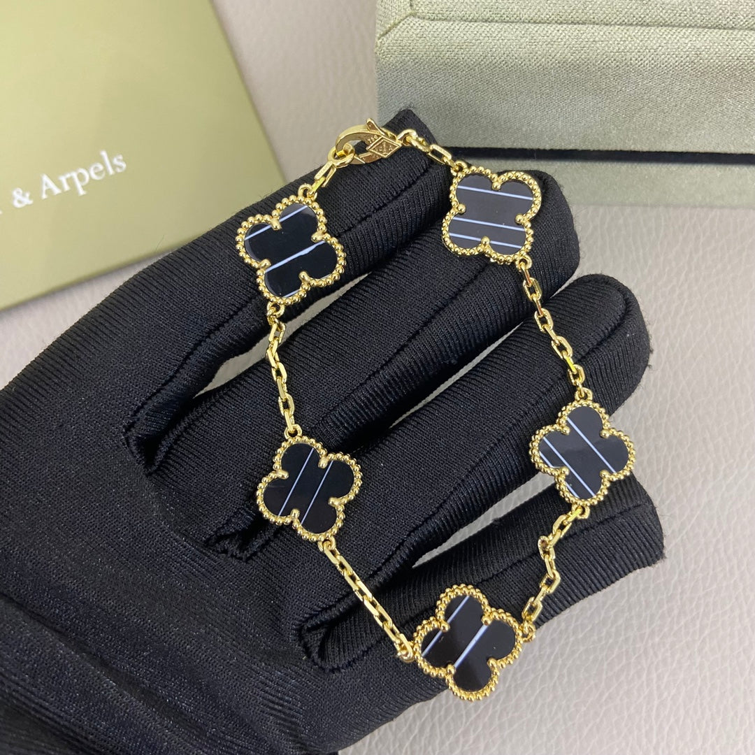 Black Jade Five-Flower Bracelet