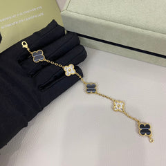 Black Jade Diamond Four-Leaf Clover Bracelet