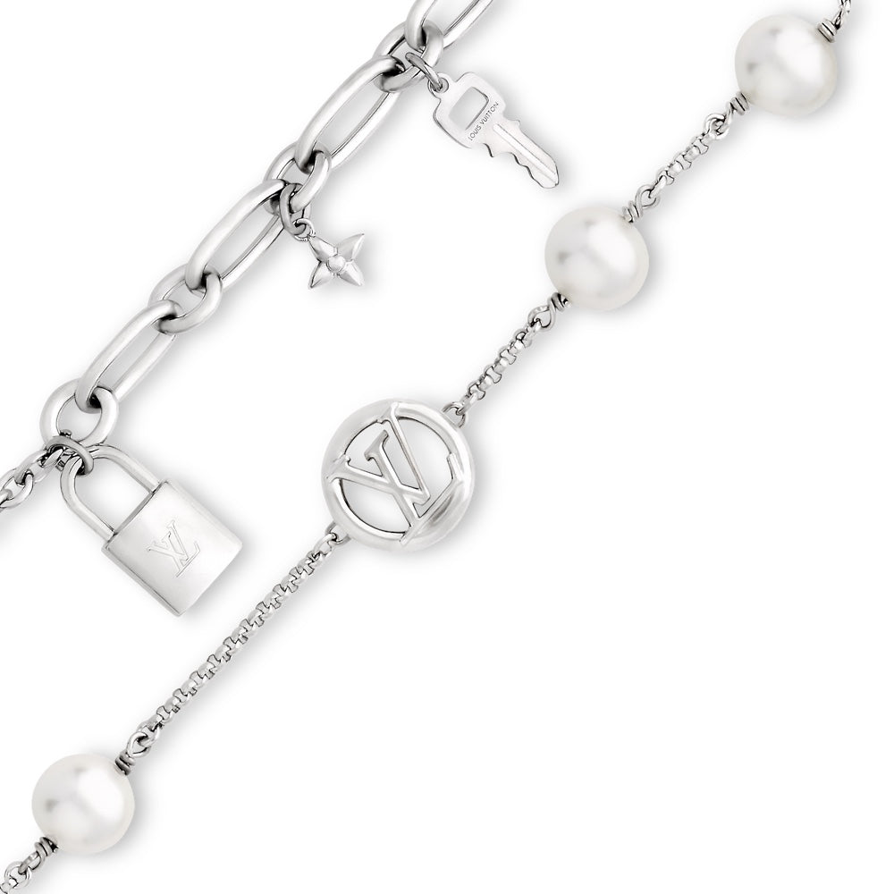 Floral lock pendant silver bracelet