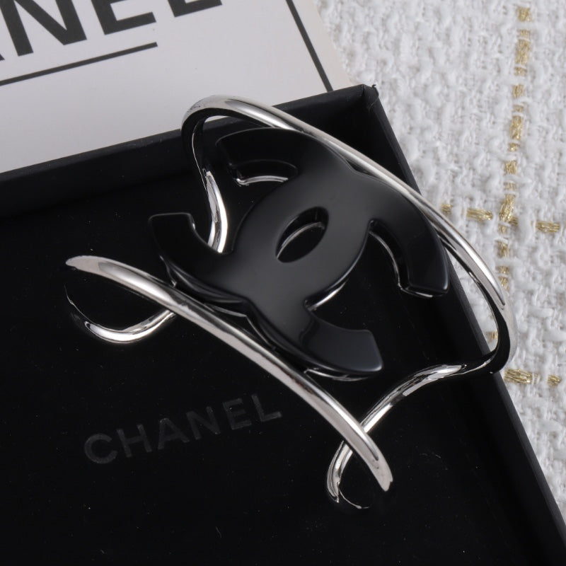 Silver enamel openwork letter bracelet