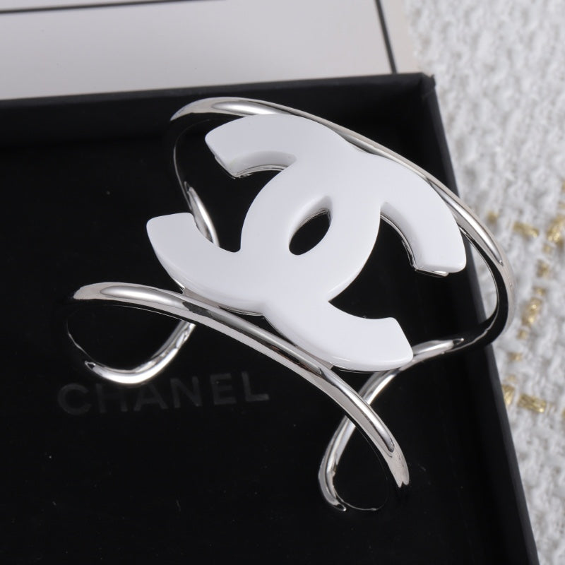 Silver enamel openwork letter bracelet