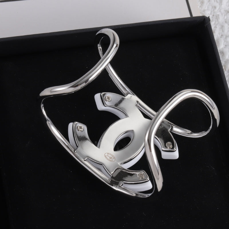 Silver enamel openwork letter bracelet