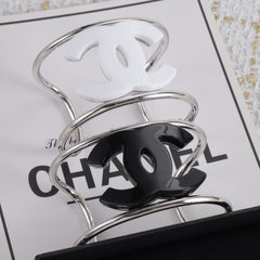 Silver enamel openwork letter bracelet