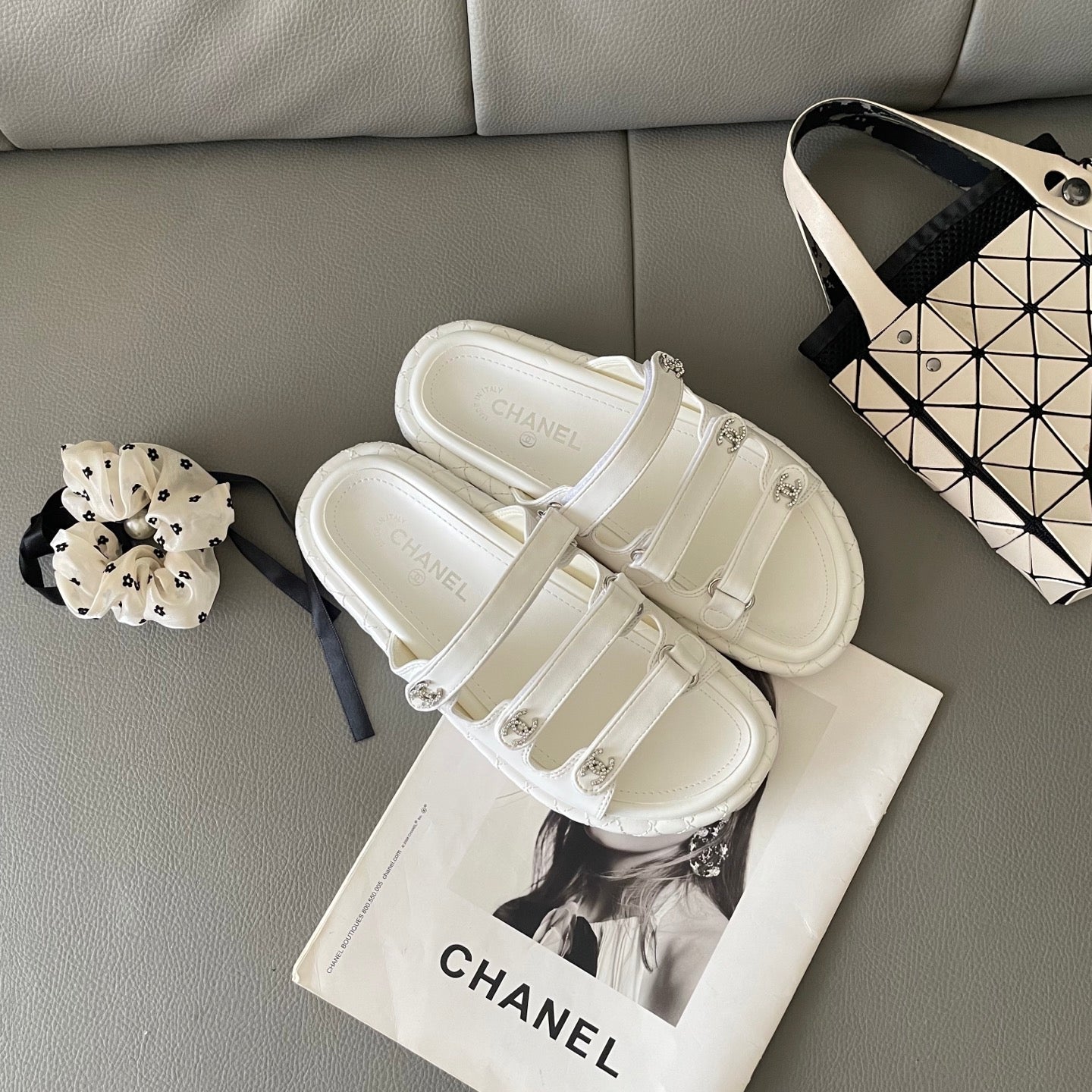 Diamond Buckle Platform Slippers