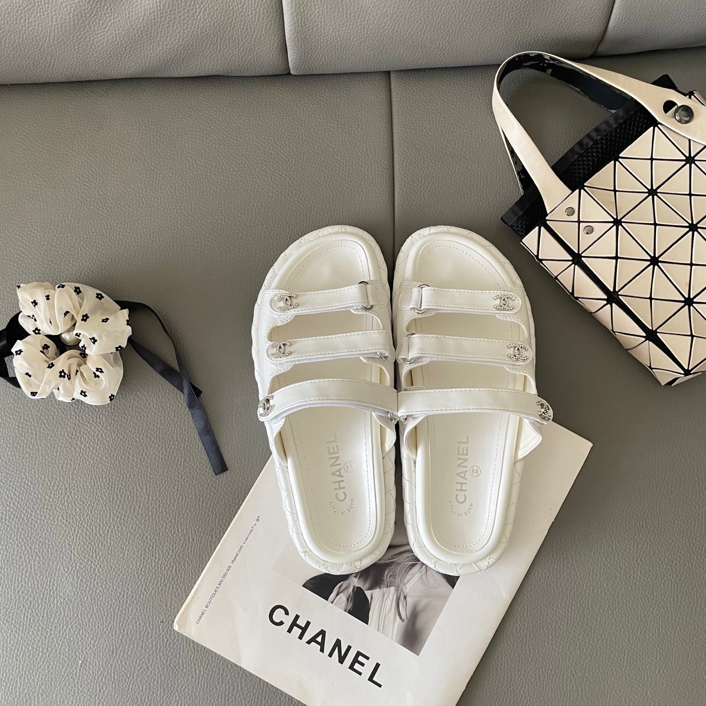 Diamond Buckle Platform Slippers