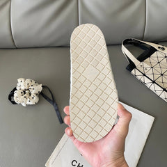 Diamond Buckle Platform Slippers