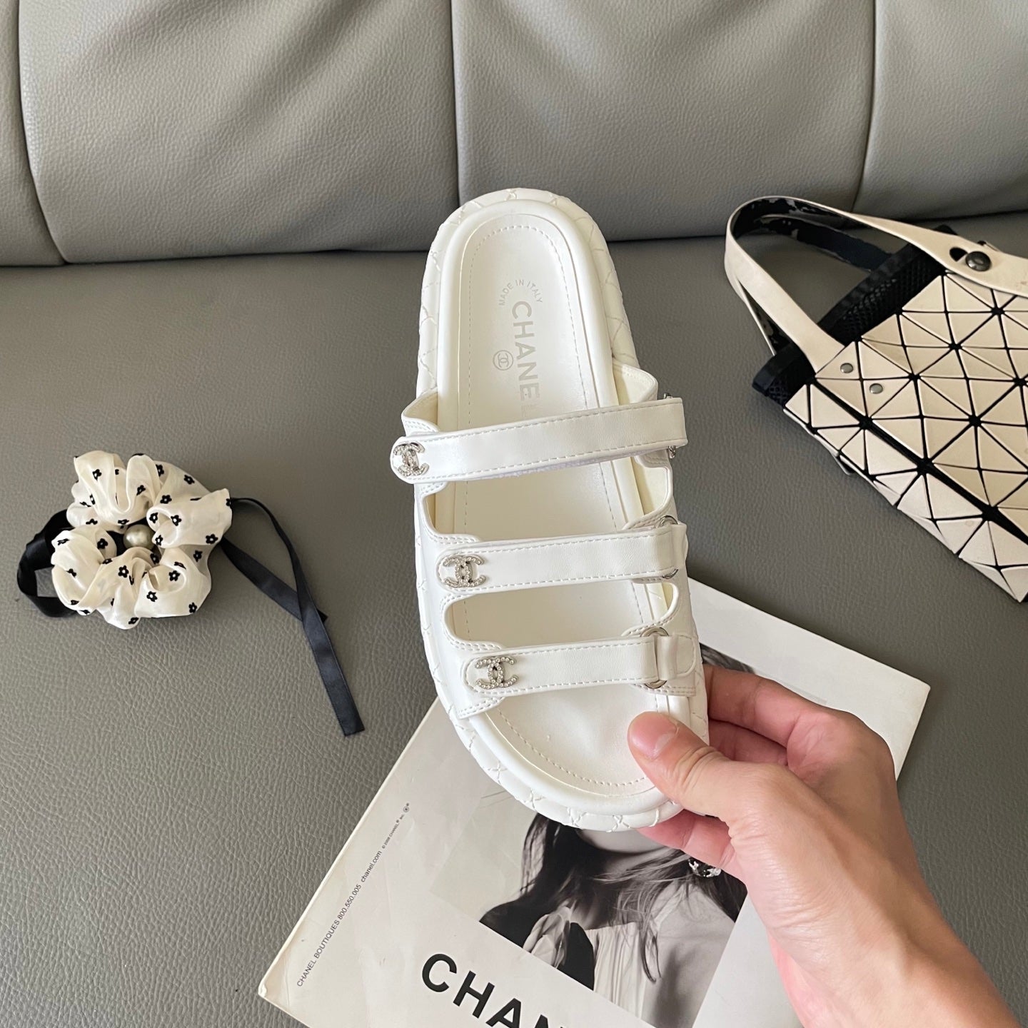 Diamond Buckle Platform Slippers