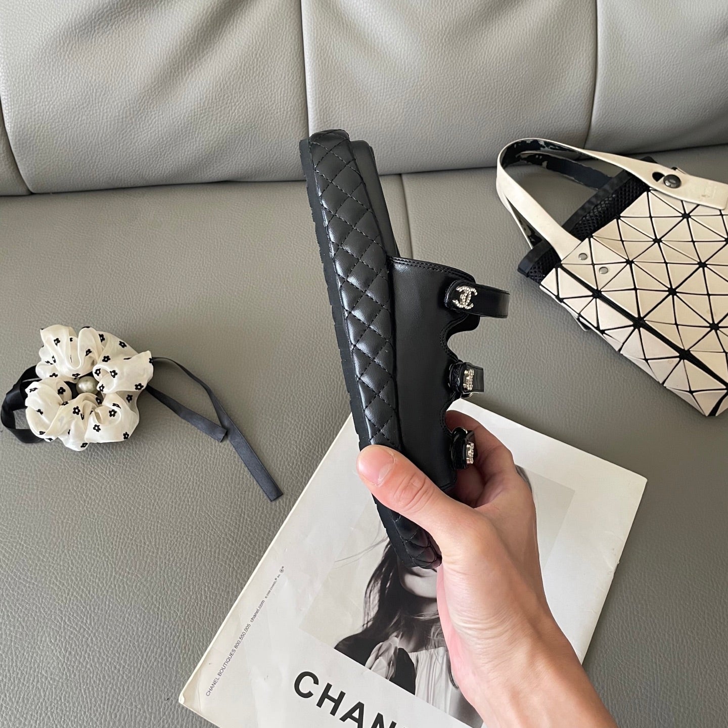 Diamond Buckle Platform Slippers