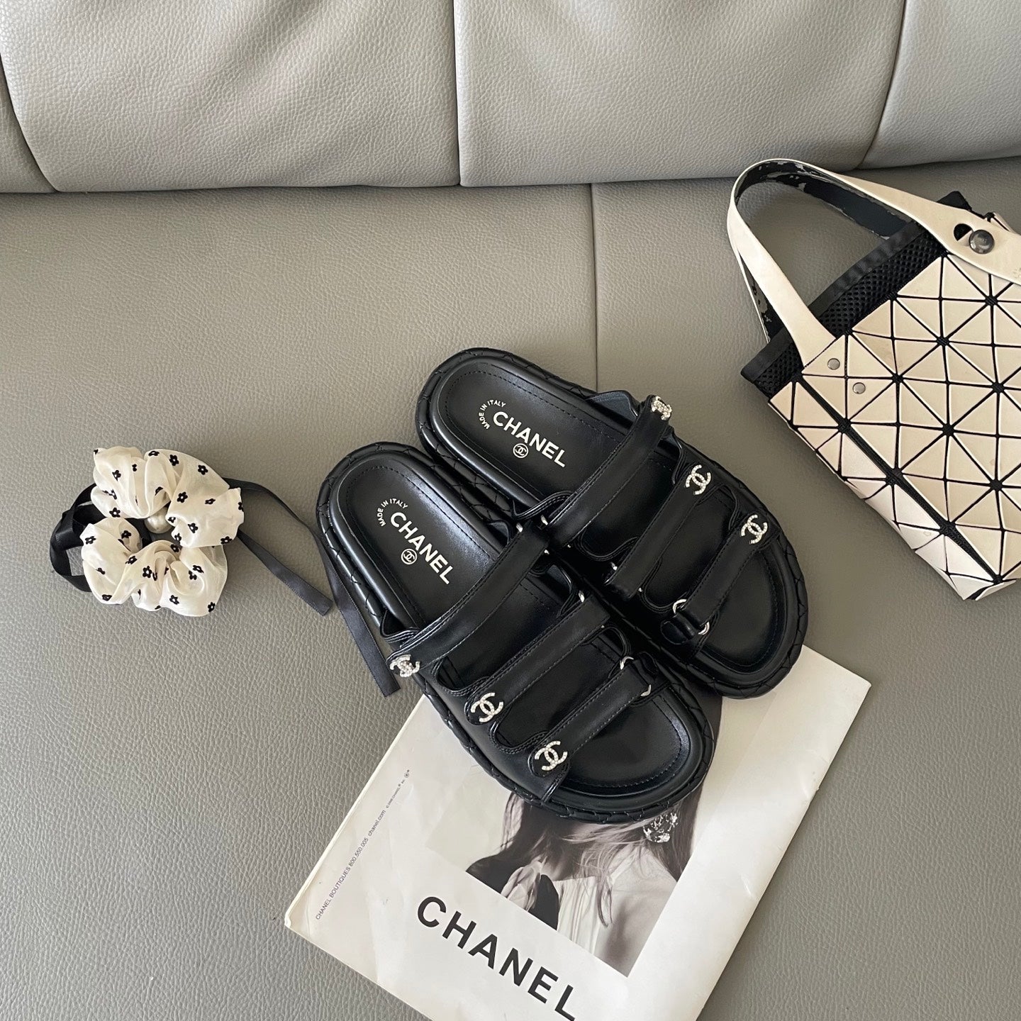 Diamond Buckle Platform Slippers