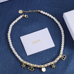 Elegant Gold Charms Pearl Bracelet & Necklace