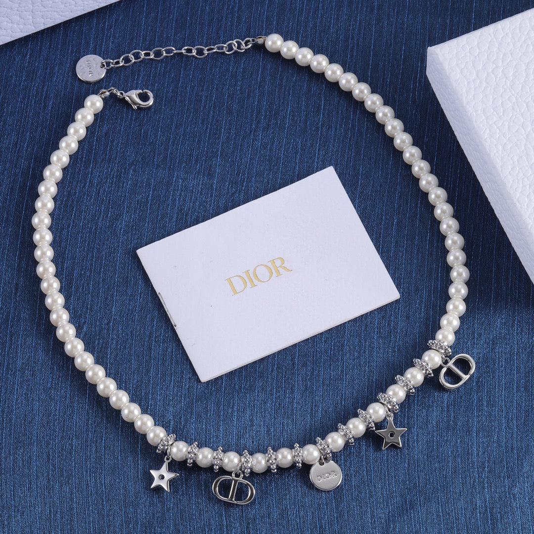 Elegant Silver Charms Pearl Bracelet & Necklace