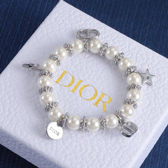 Elegant Silver Charms Pearl Bracelet & Necklace