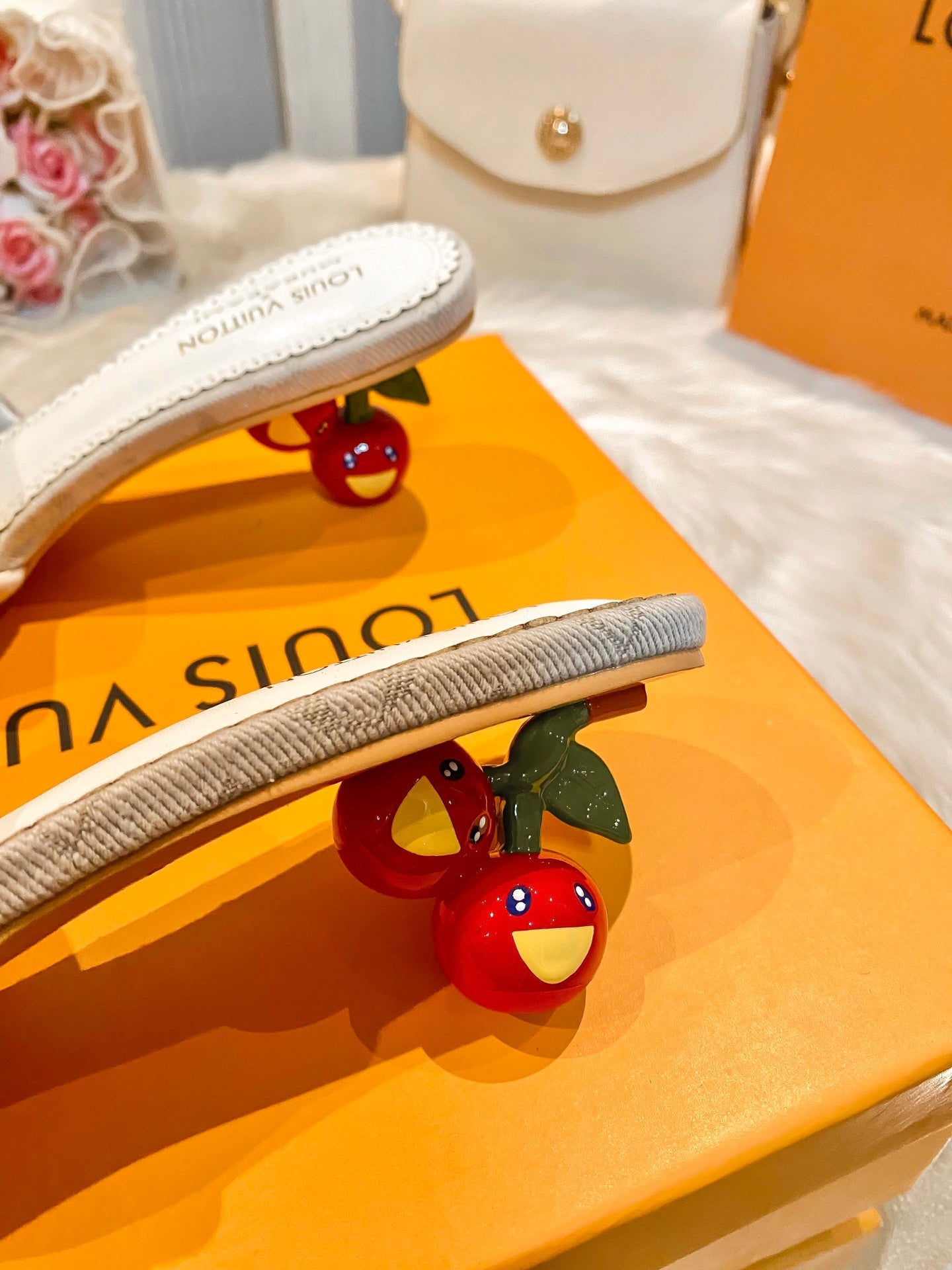 Cherry high-heeled sandals