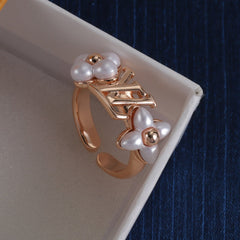 Pearl Flower Open Ring