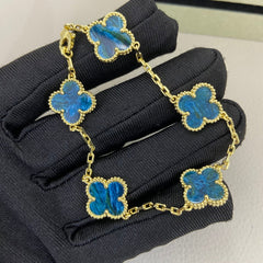 Blue-Green Four-Leaf Clover Bracelet