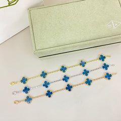 Blue-Green Four-Leaf Clover Bracelet