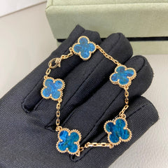 Blue-Green Four-Leaf Clover Bracelet