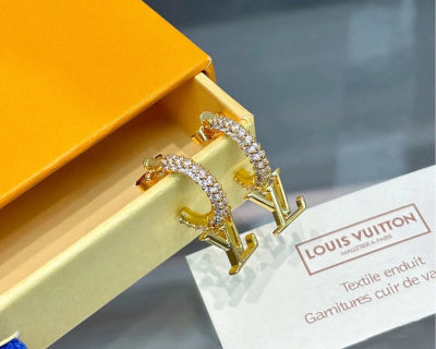 Diamond Pendant Half Hoop Earrings