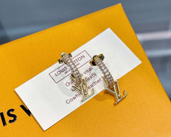 Diamond Pendant Half Hoop Earrings