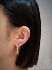 Diamond Pendant Half Hoop Earrings